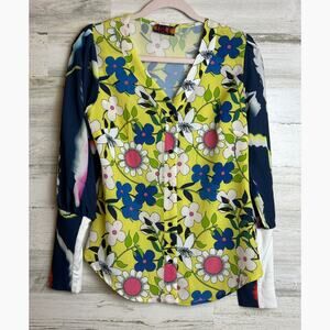 Isle by Melis Kozan Women’s Small Multicolor Floral Long Sleeve Boho Blouse NWT